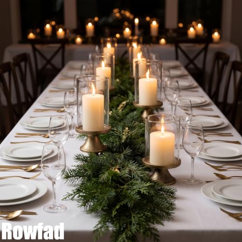 Gold Hurricane Candle Holders Set with Metal Base - Windproof Glass Lanterns for Indoor & Outdoor Decor