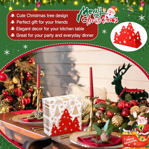 Red Christmas Tree Napkin Holder for Table Decor - Iron, 6.3x4.8x2.5 Inches