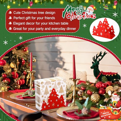 Red Christmas Tree Napkin Holder for Table Decor - Iron, 6.3x4.8x2.5 Inches