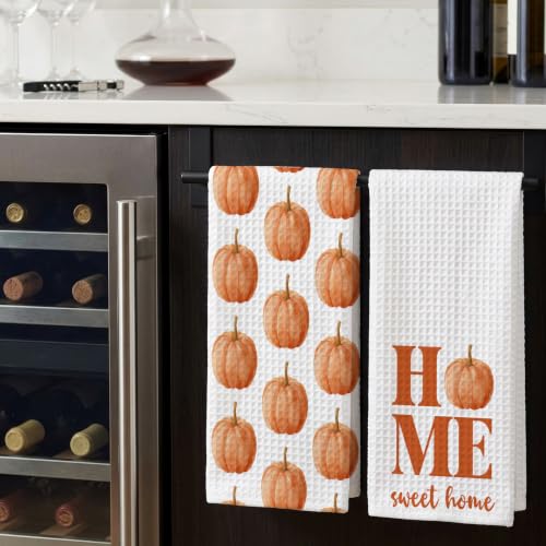 Fall Pumpkin Kitchen Towel Set - Decorative Hand Towels for Autumn Home Decor