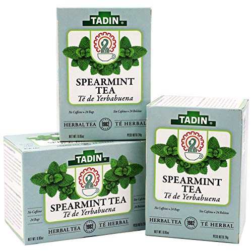 Tadin Spearmint Tea, Helps Relieve Stomach Pain and Indigestion, 24 Count (Pack of 3)