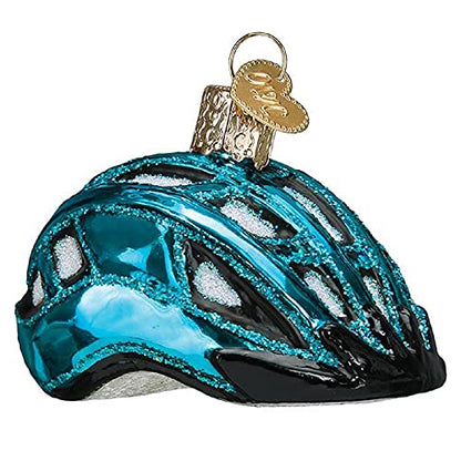 Bike Helmet Glass Blown Christmas Tree Ornament - Handcrafted Holiday Decor