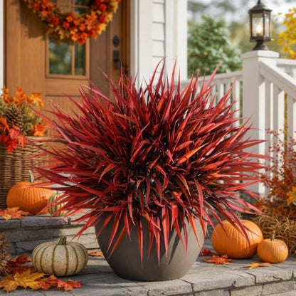 Fall Red Artificial Plants Outdoor Faux Greenery 12Pcs UV Resistant Bushes
