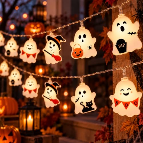 Halloween Ghost String Lights 20FT 40LED Battery Operated - Variation: Ghost