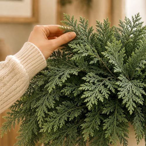 12 Pcs Cedar Stems for Christmas Vase Decor - 18 Inch Faux Touch Branches