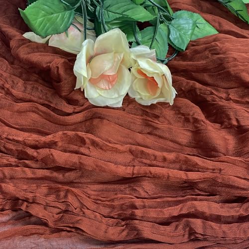 Fall Table Runner Cheesecloth Terracotta 10FT Thanksgiving Decor