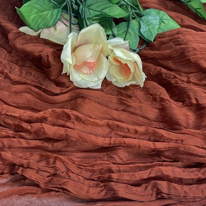 Fall Table Runner Cheesecloth Terracotta 10FT Thanksgiving Decor