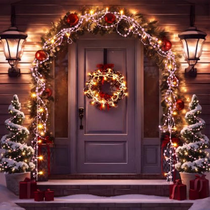 Pink Christmas String Lights with Berry Garland - 9.84 ft, 30 LEDs, Battery Operated