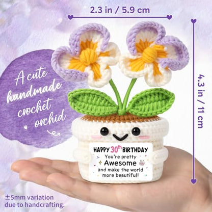 30th Birthday Gift for Women - Handmade Crochet Orchid Decoration - Variation of 30th Birthday