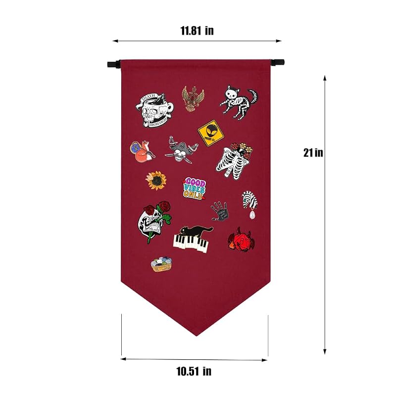 Christmas Red Wall Hanging Pin Display Banner - Jewelry Organizer Case for Pins, Earrings & Necklaces