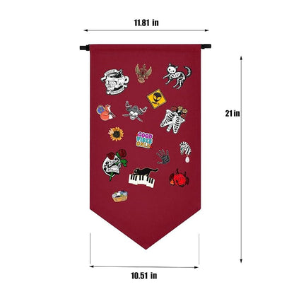 Christmas Red Wall Hanging Pin Display Banner - Jewelry Organizer Case for Pins, Earrings & Necklaces