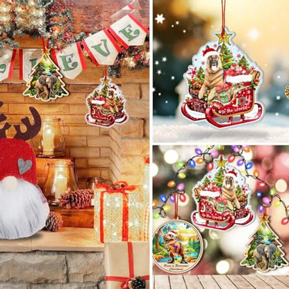 German Shepherd Christmas Ornament - Dog Lover Holiday Decor - Sleigh Shape Gift