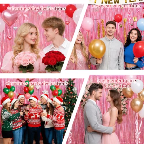 Pink Glitter Foil Fringe Curtain Pack for Party Decorations - 4 Pieces