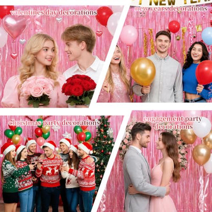 Pink Glitter Foil Fringe Curtain Pack for Party Decorations - 4 Pieces