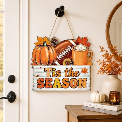 Fall Front Door Decor - Tis The Season Wooden Welcome Sign Hanging