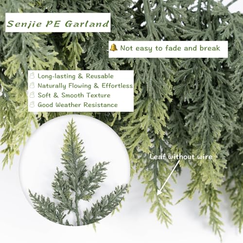 Artificial Cedar Garland 9FT Extra Full with Leaf Without Wire for Christmas Decor