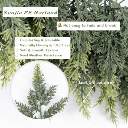 Artificial Cedar Garland 9FT Extra Full with Leaf Without Wire for Christmas Decor
