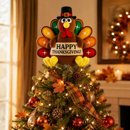 Thanksgiving Turkey Tree Topper Gnome Decor - Fall Harvest Ornament