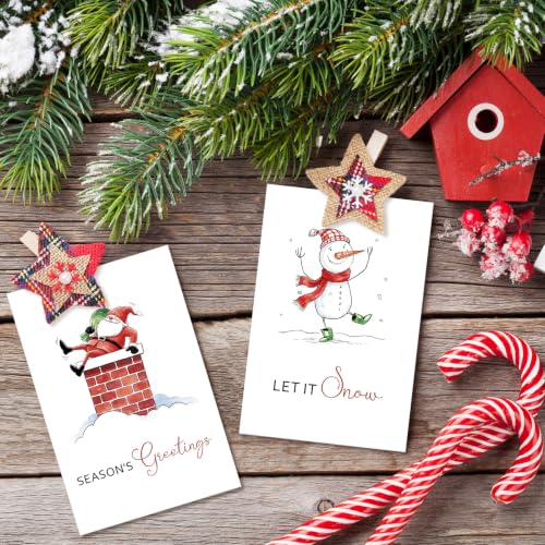24 Pack Rustic Christmas Cards with Envelopes Watercolor Designs 4x6in