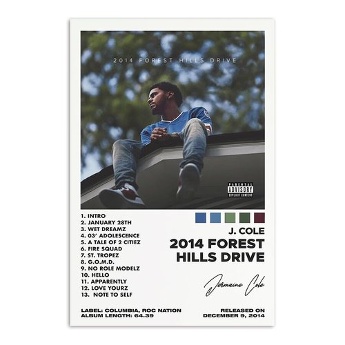 eksent Canvas Poster 2014 Forest Hills Drive Music Album Cover Poster for Room Aesthetic Canvas Art Posters Unframe 12x18inch(30x45cm)