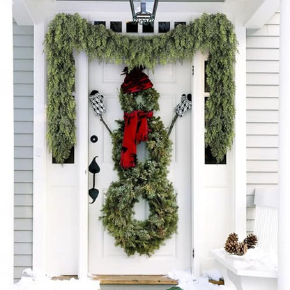 12FT Cedar Christmas Garland with Lights - Faux Pine Holiday Decor for Mantle & Outdoors