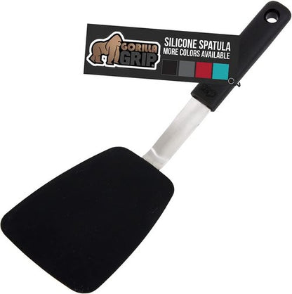 GORILLA GRIP Silicone Spatula - Heat Resistant Kitchen Turner with Soft Rubber Handle | 11.6 in, Black