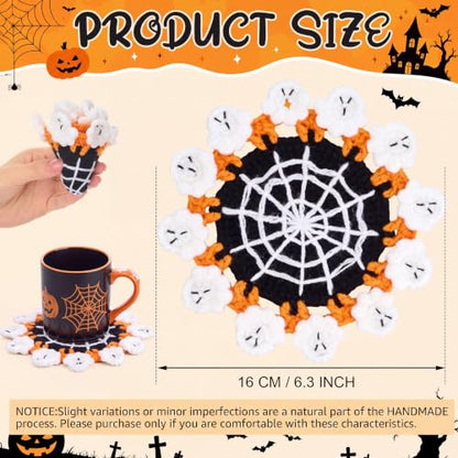Halloween Crochet Coaster Ghost Drink Mat Handmade Spooky Decor