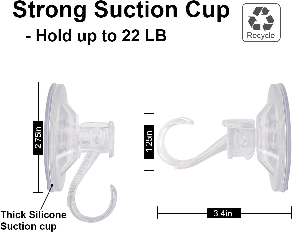 Skiennix 2 Pack Suction Cup Wreath Hanger - Strong Clear Hooks for Halloween & Christmas Decor