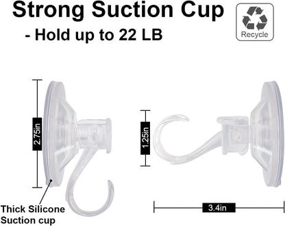 Skiennix 2 Pack Suction Cup Wreath Hanger - Strong Clear Hooks for Halloween & Christmas Decor
