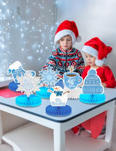 Winter Centerpieces for Table - 9Pcs Snowflake Winter Decorations