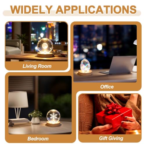 PATIKIL LED Wood Light Display Base - Warm Light, 2.76 Inch Diameter, USB Powered