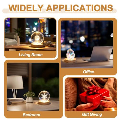 PATIKIL LED Wood Light Display Base - Warm Light, 2.76 Inch Diameter, USB Powered