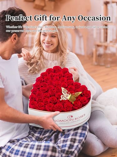 47 Preserved Roses in a Box - Romantic Red Flowers Gift Set