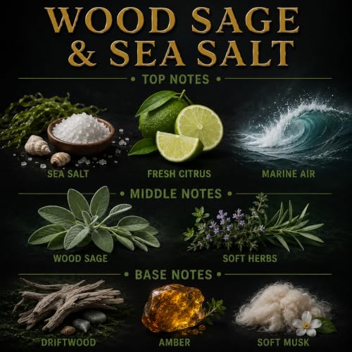 Affinati Wood Sage & Sea Salt Reed Diffuser - Highly Fragrant Home Fragrance