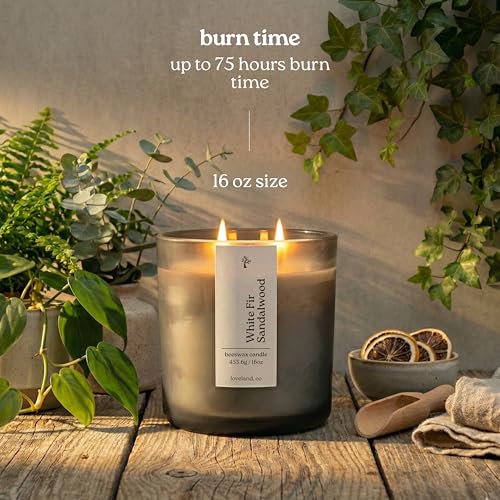 Non Toxic Beeswax Candle 16oz - White Fir Sandalwood, Hand-Poured in Colorado