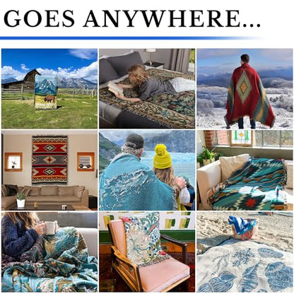 Stars in Orange Blanket - Mid Century Modern Cotton Tapestry Throw 50x60 - Gift