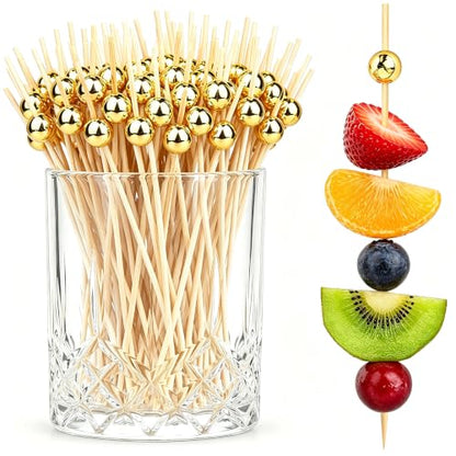 Gold 4.7 Inch Cocktail Picks - Fancy Appetizer Toothpicks, Pack of 200