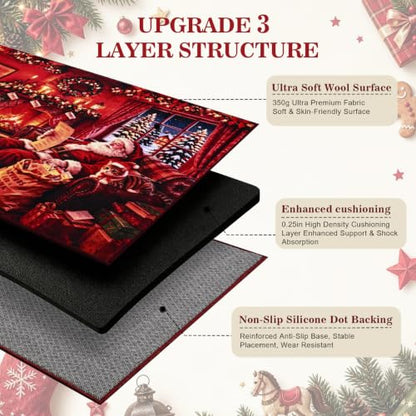 Christmas 6x9 Area Rug with Santa Design - Washable Non-Slip Living Room Decor