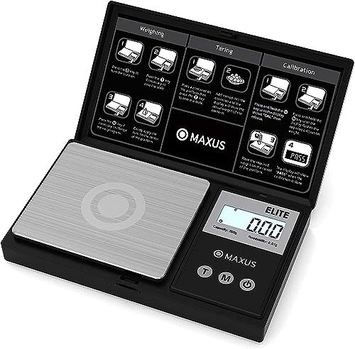 MAXUS Precision Pocket Scale 500g x 0.01g, Digital Gram Scale with Tray, Small Food Scale, Jewelry Scale, Ounces Grains Scale with Backlit LCD