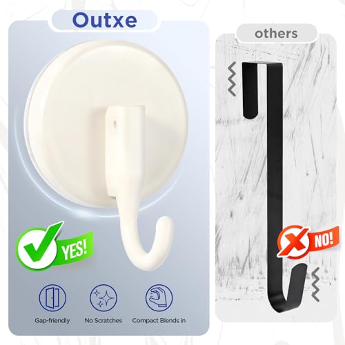 OUTXE Wreath Hanger for Front Door 2 Pack - Upgraded Suction Cup Reef Hook White