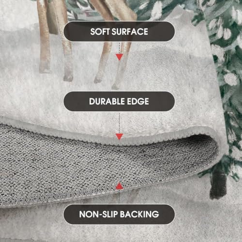 Red Snowman Deer Christmas Area Rug 5x7 Feet Winter Home Decor Washable Entryway Bedroom Living Room