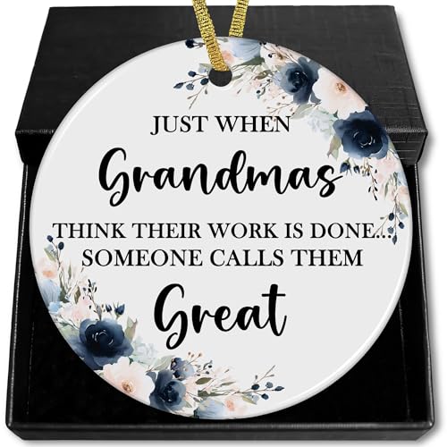 Grandma Pregnancy Announcement Ceramic Ornament - 3x3 Inch - Variation: Grandma