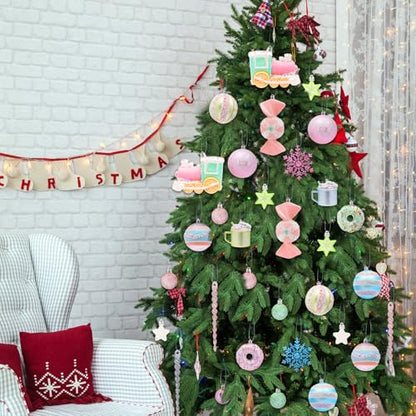 70pcs Macaron Christmas Ball Ornaments Set Candyland Tree Decorations - Shatterproof