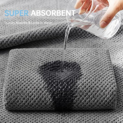 MaopaoBeauty Grey Bath Towels Set - 8-Piece Microfiber Bathroom Towel Collection