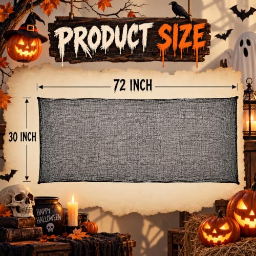 Halloween Creepy Cloth Decor Pack 16 Black Gauze 30x72 Inches - Distressed Fabric