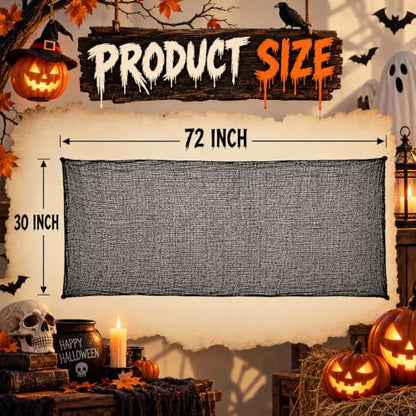 Halloween Creepy Cloth Decor Pack 16 Black Gauze 30x72 Inches - Distressed Fabric