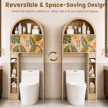 Over Toilet Storage Cabinet with Tropical Doors, Waterproof Wood Finish