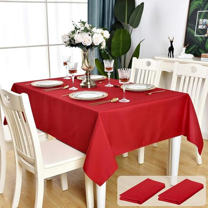 Red Rectangle Waterproof Tablecloth 60x120 Inch - 2 Pack
