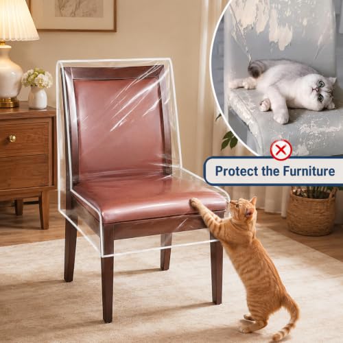 4-Pack Clear Plastic Dining Chair Covers Waterproof Seat Protectors