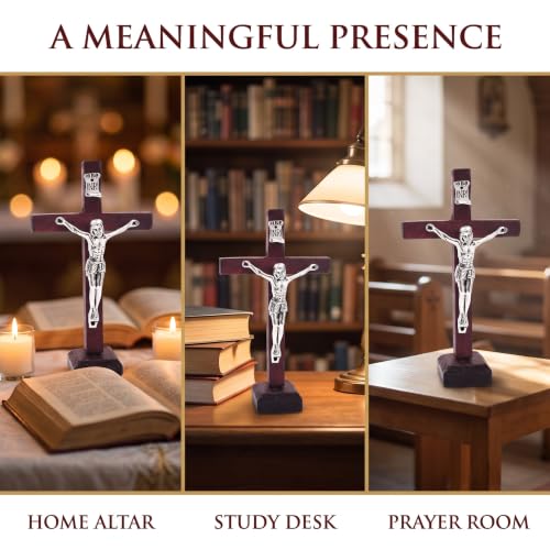 2-Pack Wooden Cross Crucifix Wall and Table Decor Religious Christian Ornaments